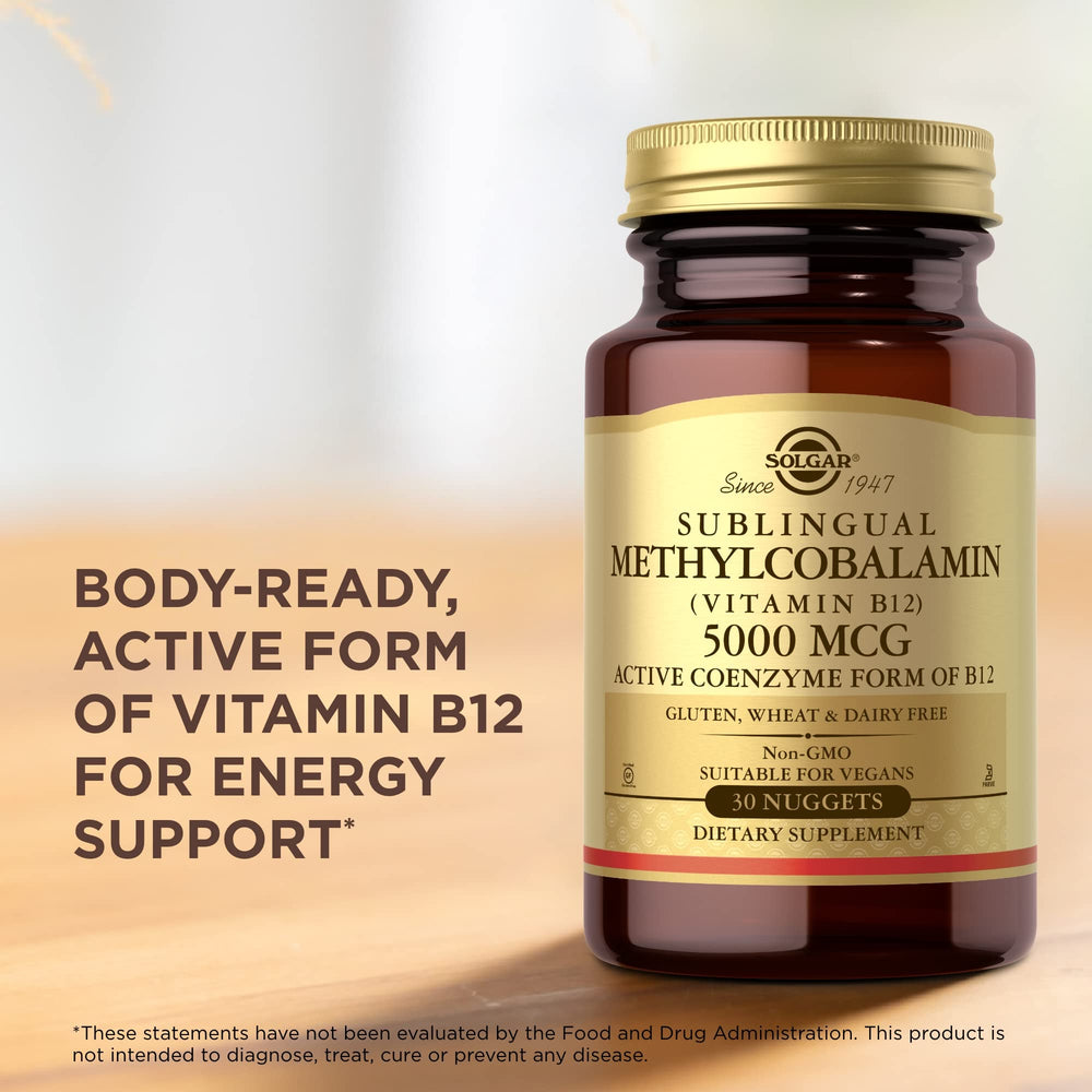 Nutritional ingredients panel for Solgar Methylcobalamin B12
