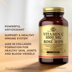 Nutritional label of Solgar Vitamin C 1000 mg with Rose Hips