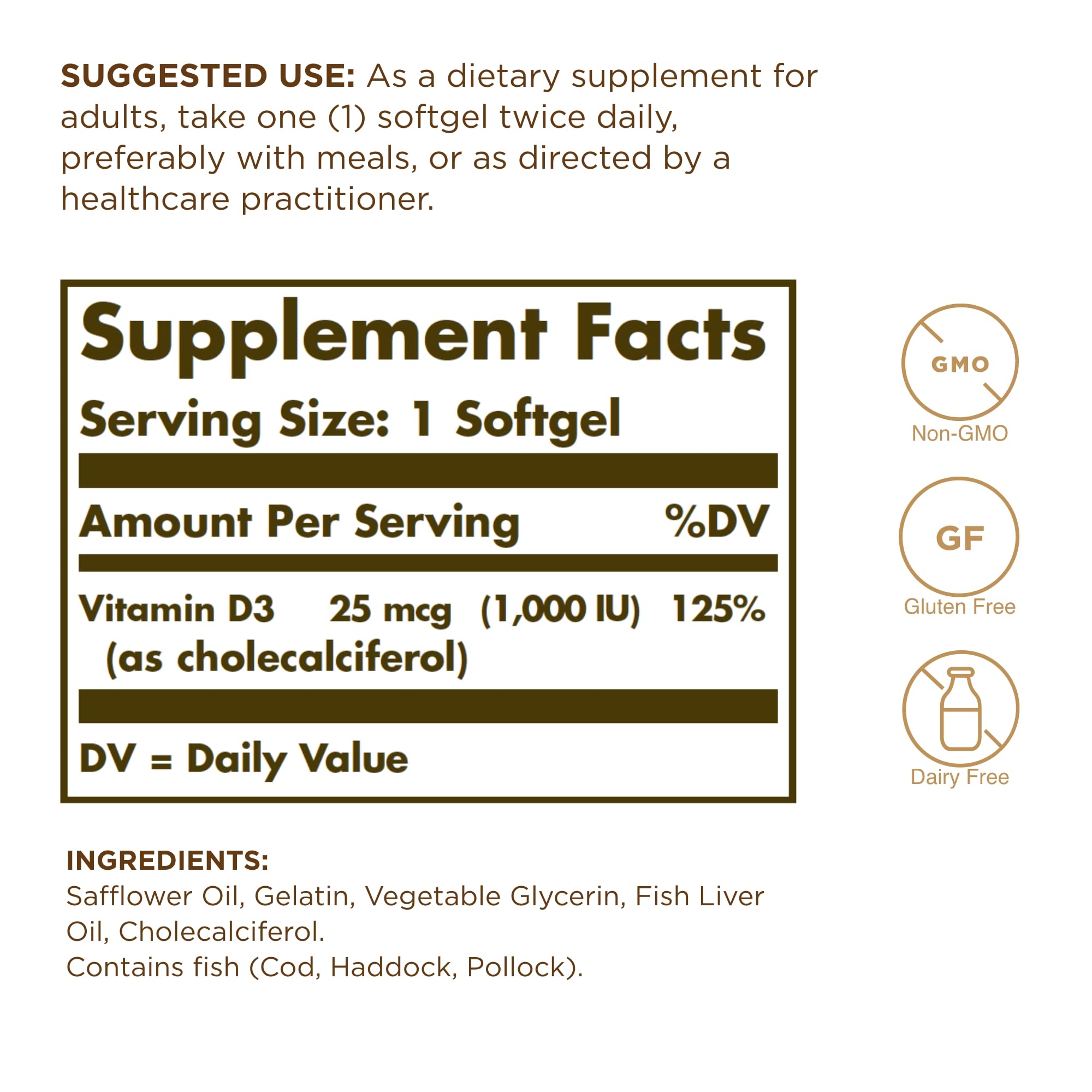 Close-up of Solgar Vitamin D3 softgels