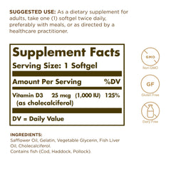 Close-up of Solgar Vitamin D3 softgels