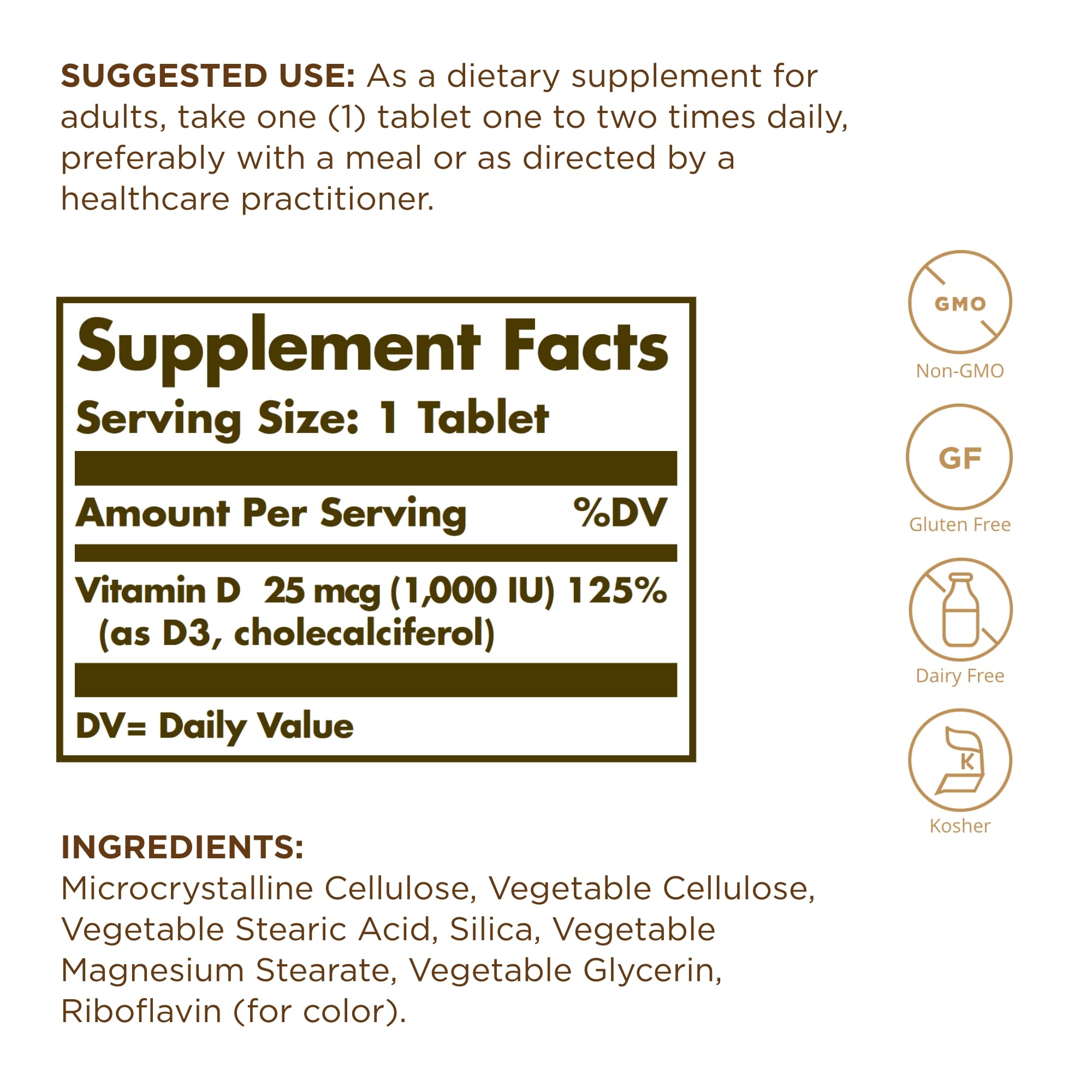 Close-up on label showing 25 mcg (1000 IU)