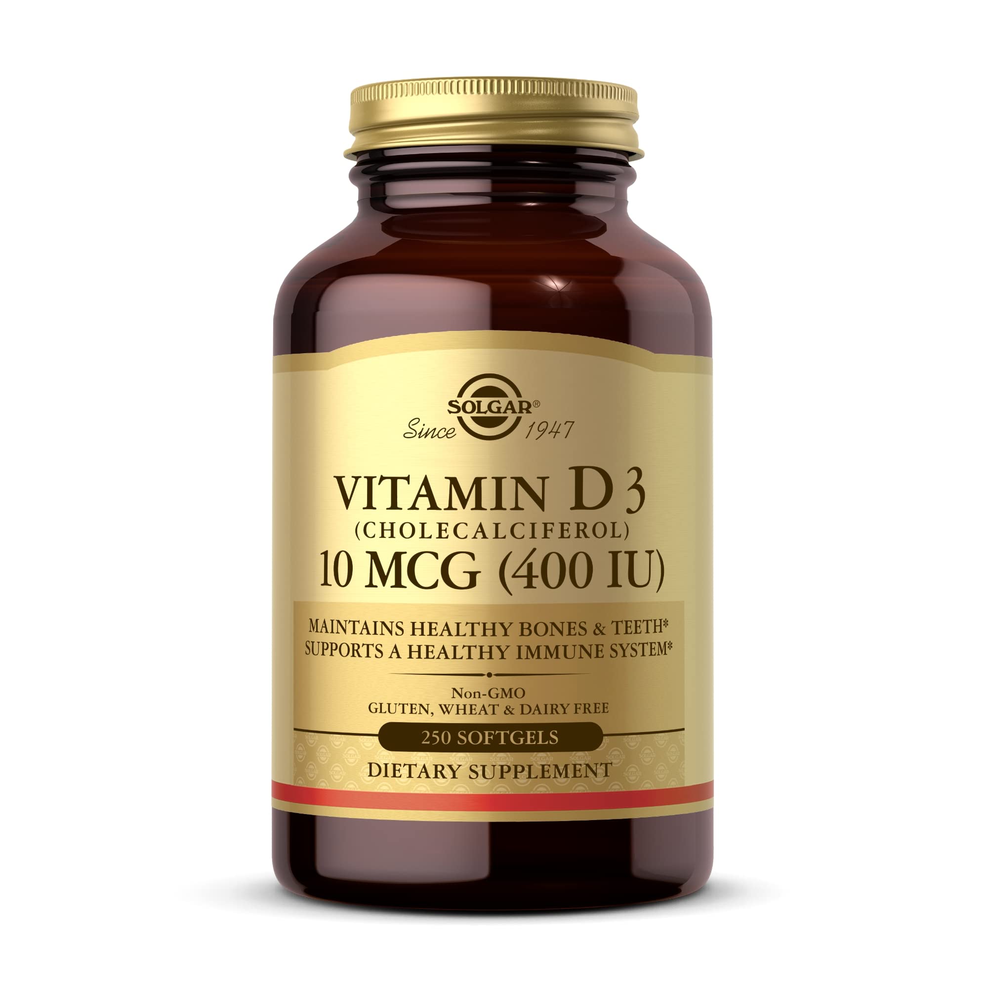 Solgar Vitamin D3 400 IU softgels bottle - 250 count