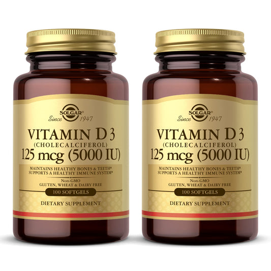 Solgar Vitamin D3 400 IU softgels two-pack bottles
