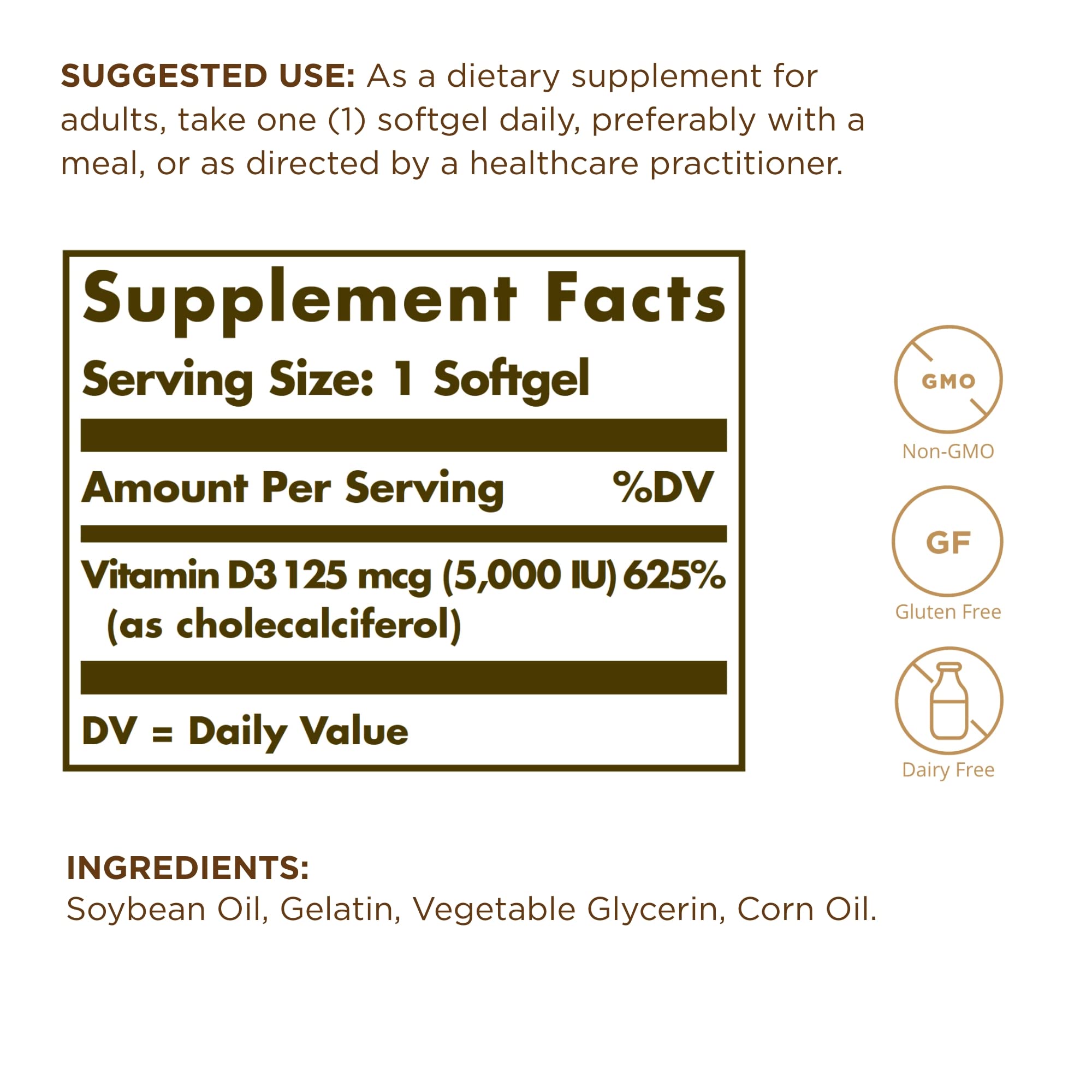 Close-up of Solgar Vitamin D3 400 IU softgels capsules