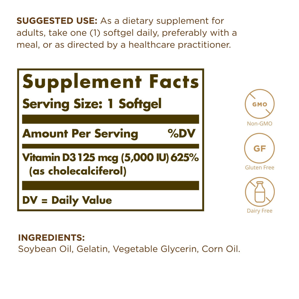Close-up of Solgar Vitamin D3 400 IU softgels capsules