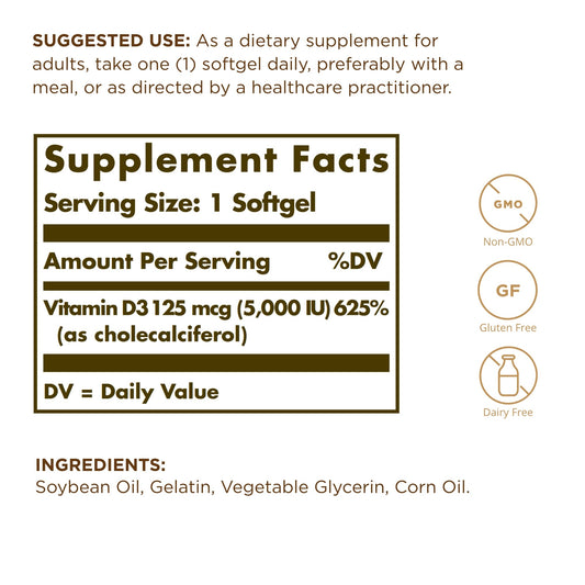 Close-up of Solgar Vitamin D3 400 IU softgels capsules