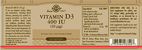 Bottle and box of Solgar Vitamin D3 softgels