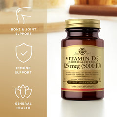 Solgar Vitamin D3 capsules in a close-up view