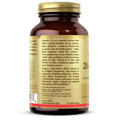 Bottle and packaging of Solgar Vitamin E 100 vegan softgels