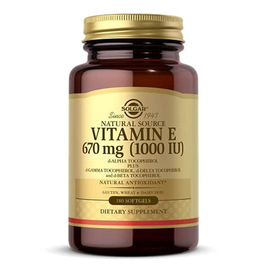 Solgar Vitamin E 670 mg (1000 IU) softgels front view