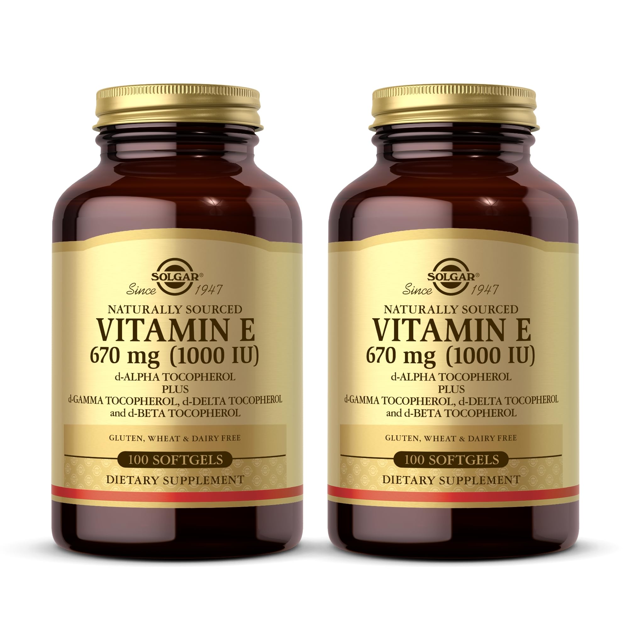 Solgar Vitamin E 670 mg (1000 IU) softgels bottle – front view