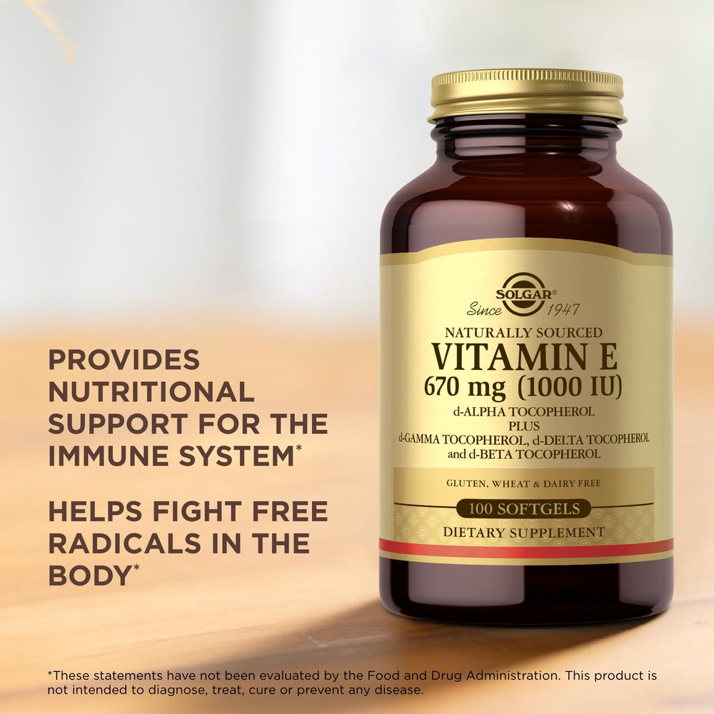 Two Solgar Vitamin E 670 mg softgels bottles in a 2-pack