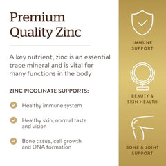Solgar Zinc Picolinate 22 mg 100 Tablets label