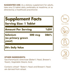 Solgar Selenium 200 mcg tablets bottle side view