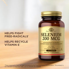 Solgar Selenium 200 mcg bottle with dosage information