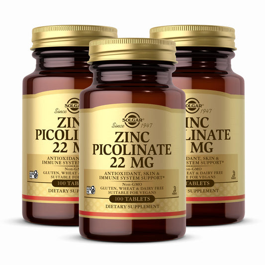Solgar Zinc Picolinate 22 mg bottle front view