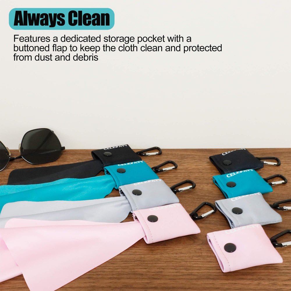 Microfiber eyeglasses cleaner wiping lenses