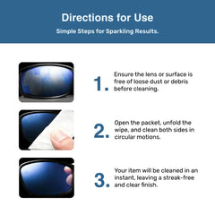 Wipes safe on coated lenses and suitable for multiple surfaces