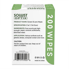 Close-up of SOLWST Optix wipe cleaning eyeglasses