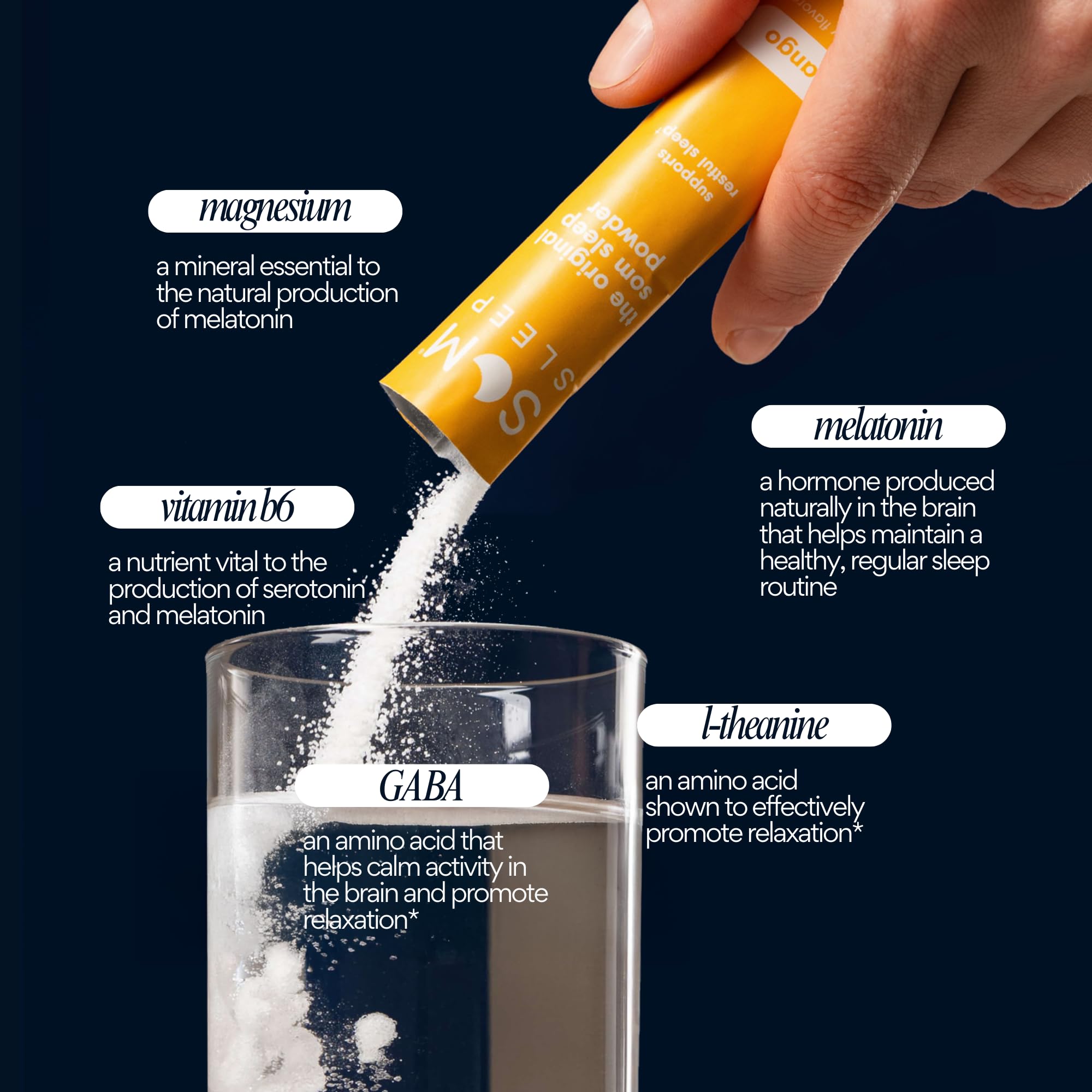 Ingredients: Melatonin, Magnesium, Vitamin B6, L-Theanine and GABA
