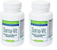Front view of Doctors Designs Soma-VIT multivitamin and mineral supplement bottle - Pack of 2