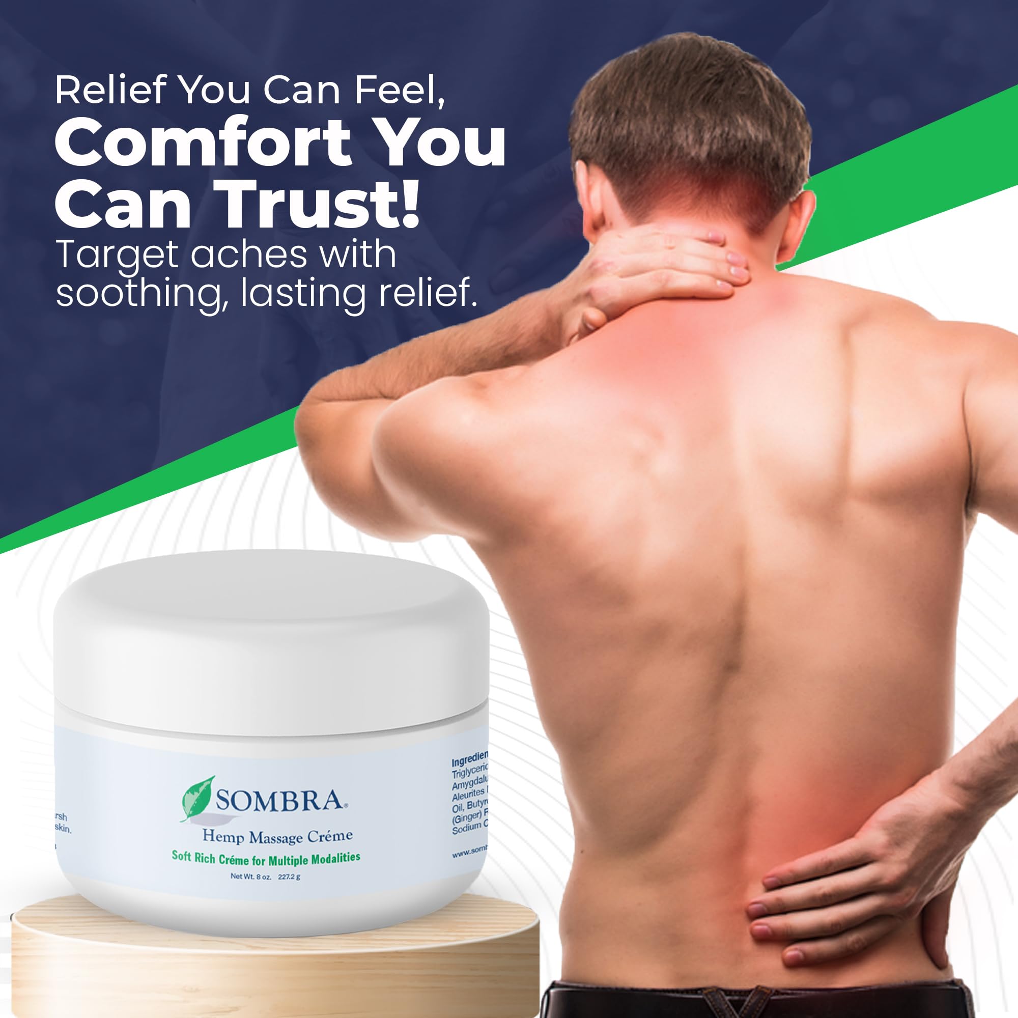 Ingredients list for Sombra Hemp Massage Crème
