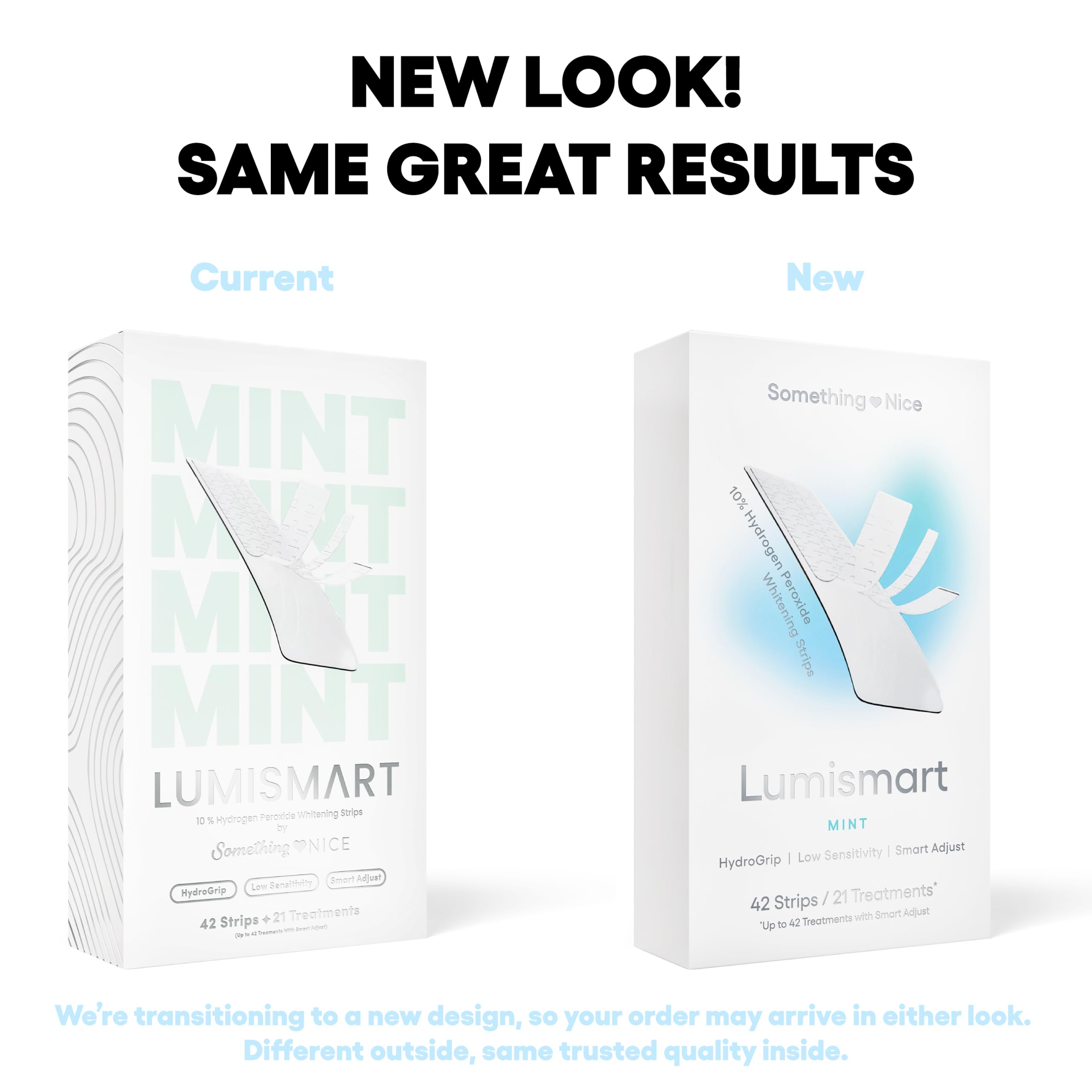 Applying Lumismart whitening strip on teeth (Mint flavor)