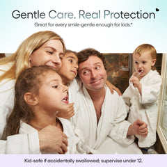 USA-made fluoride-free toothpaste with recyclable packaging icons
