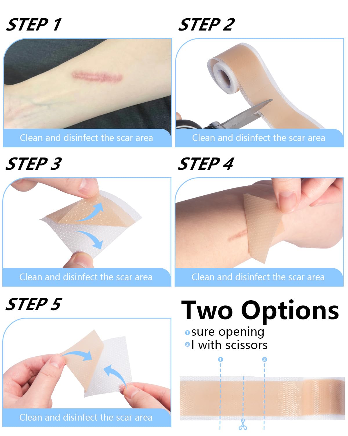 Somlzu silicone scar sheets transparent design nearly invisible on skin