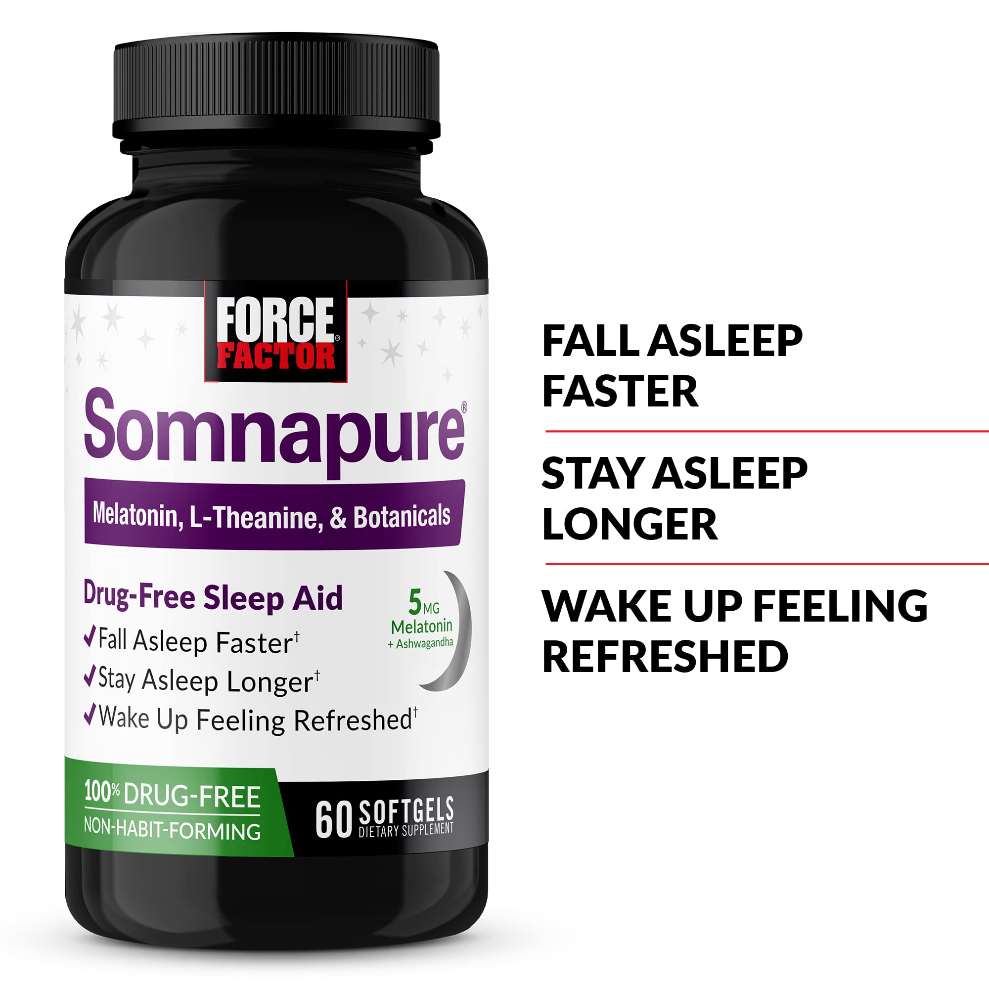 Somnapure Softgels 2-Pack label showing Melatonin and natural ingredients