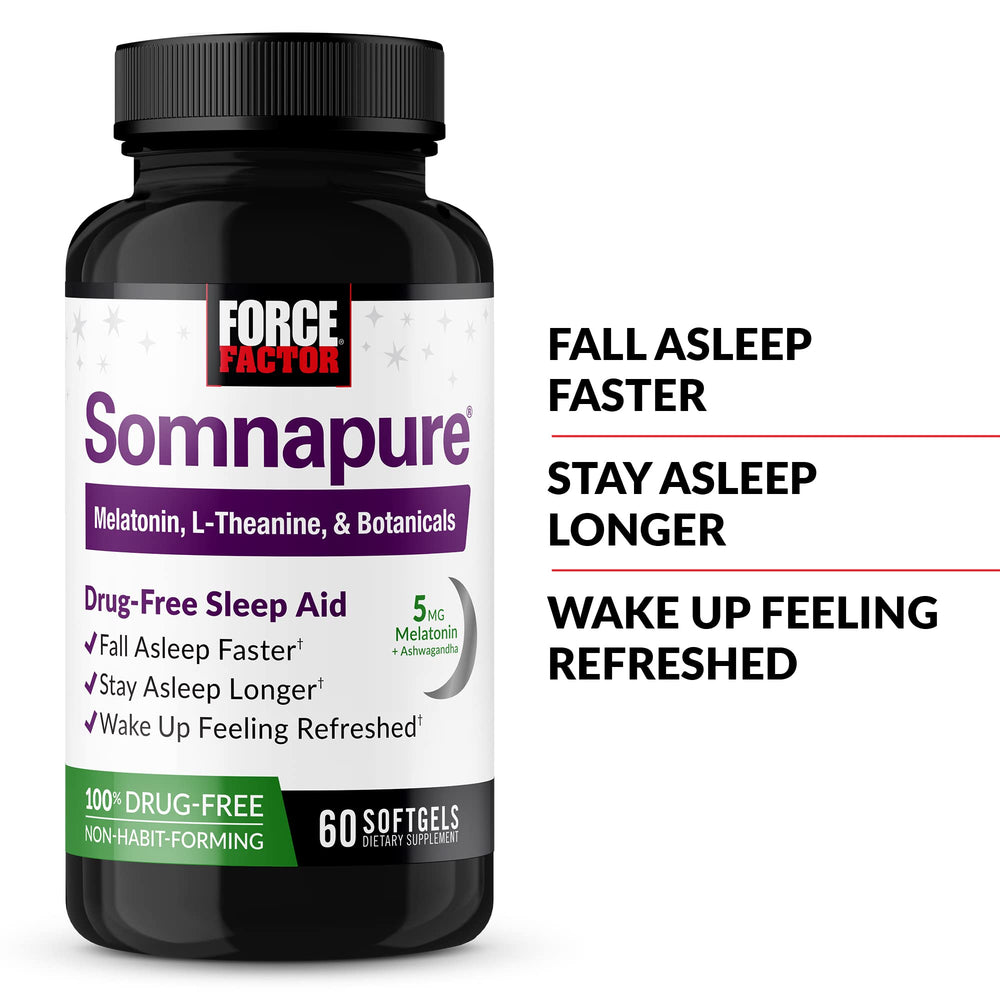 Somnapure Softgels 2-Pack label showing Melatonin and natural ingredients