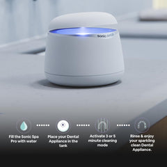 43kHz ultrasonic cleaning with UV light for dentures and dental appliances