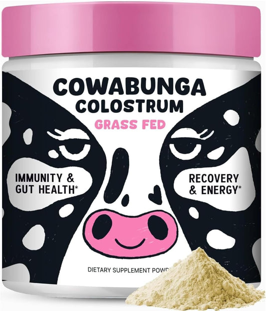 SonoHealth Cowabunga Colostrum bottle with powder