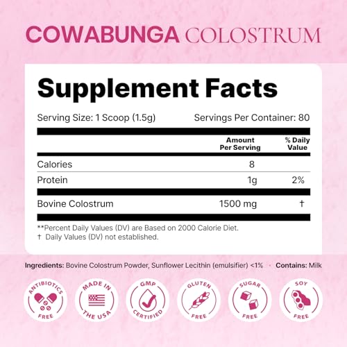 SonoHealth Cowabunga Colostrum bottle on shelf conveys trusted wellness support