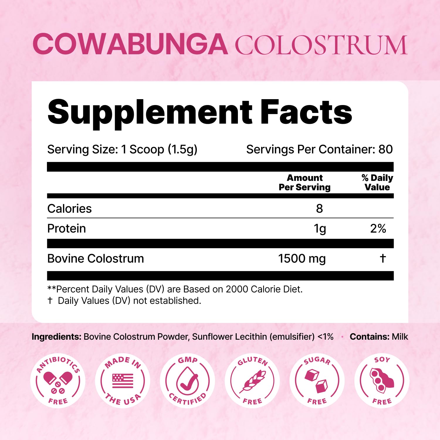 SonoHealth Cowabunga Colostrum jar on counter signals USA sourcing