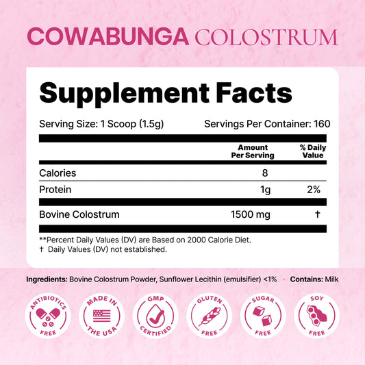 Scooping SonoHealth Cowabunga Colostrum powder