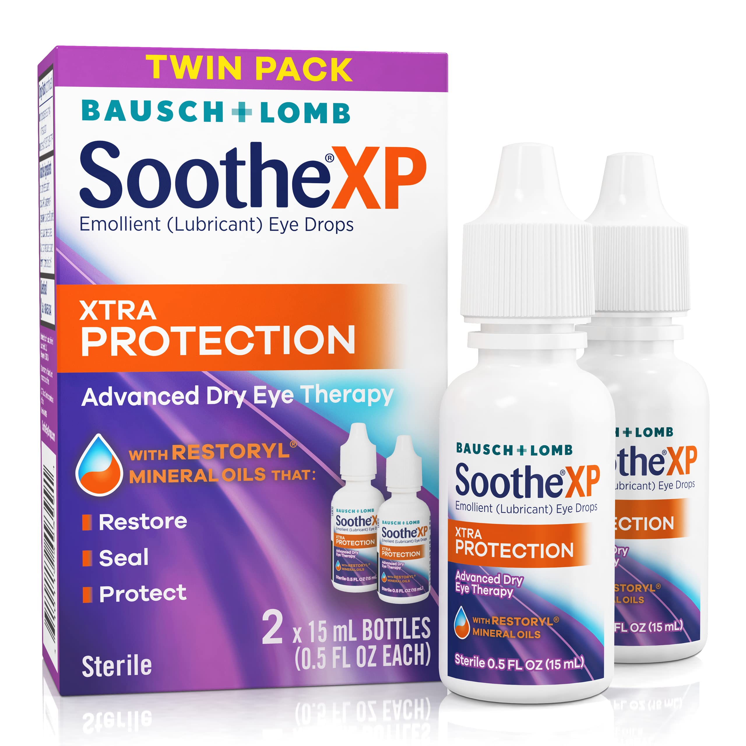 Soothe XP Eye Drops bottle provides on-the-go moisture relief.
