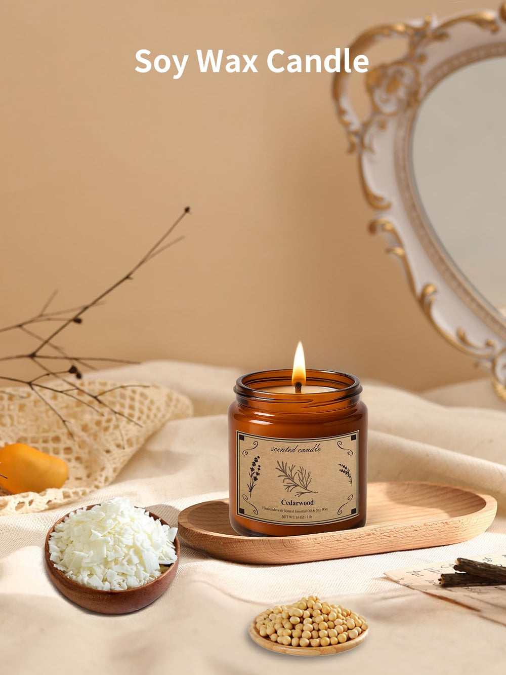 Soothing lavender cedarwood aromatherapy candle for relaxation