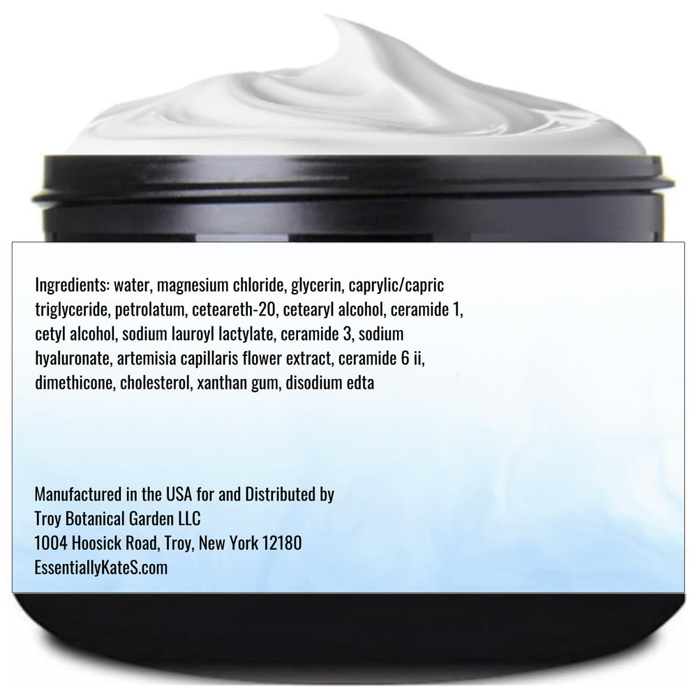 Person applying soothing magnesium cream lotion to forearm for muscle relief