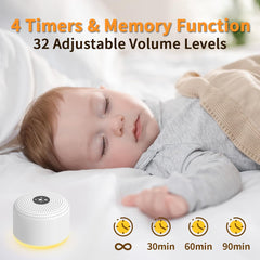 Soothing Sounds compact design with 32 volume levels fits any space.