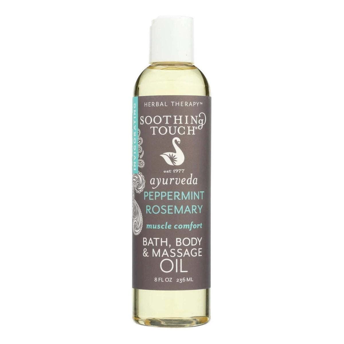 Soothing Touch Muscle Comfort Bath & Body Massage Oil 8 oz bottle with peppermint and rosemary