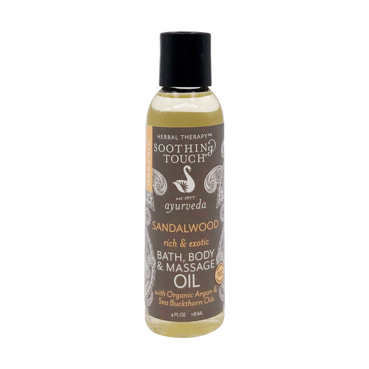 Soothing Touch Organic Sandalwood Bath, Body & Massage Oil bottle - 4 fl oz