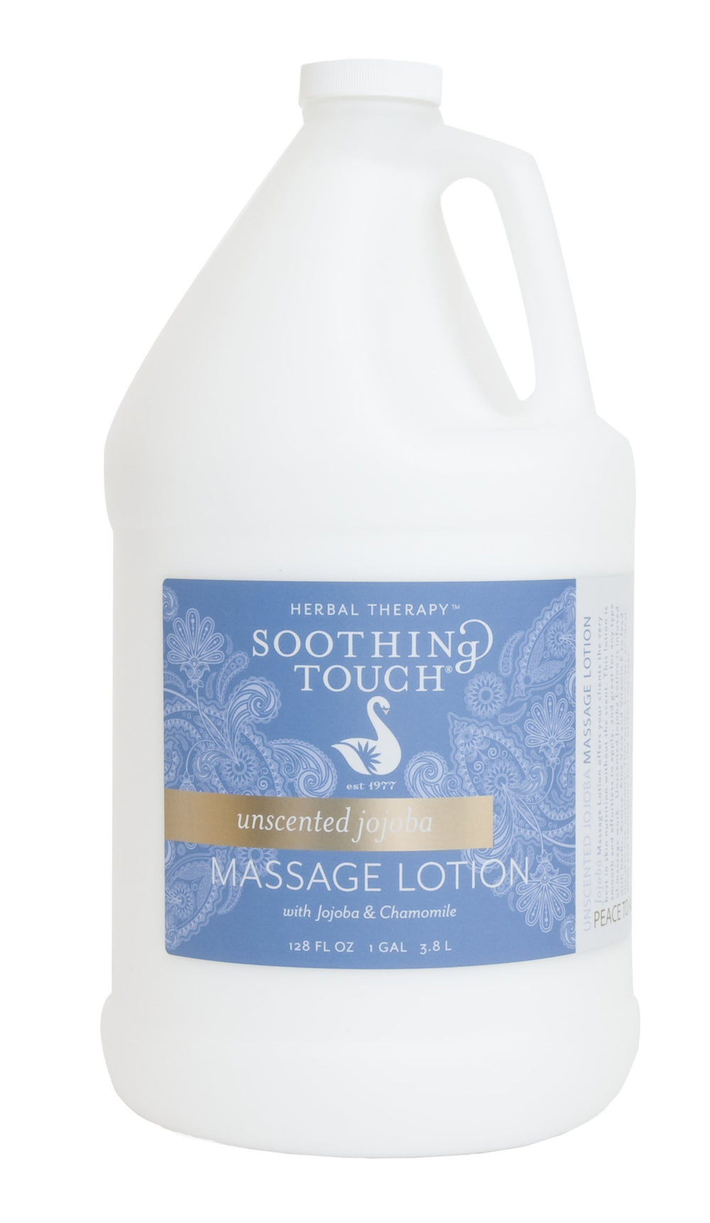 Soothing Touch Unscented Jojoba Massage Lotion bottle with Arnica and Aloe Vera, 1 Gallon