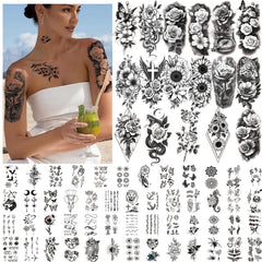 SOOVSY 92-sheets flower tattoos collection featuring large and small floral designs for easy style accents
