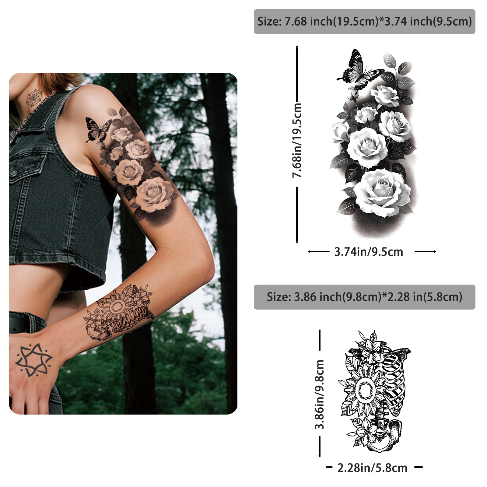 SOOVSY large floral tattoos ideal for bold statement looks and event-ready style
