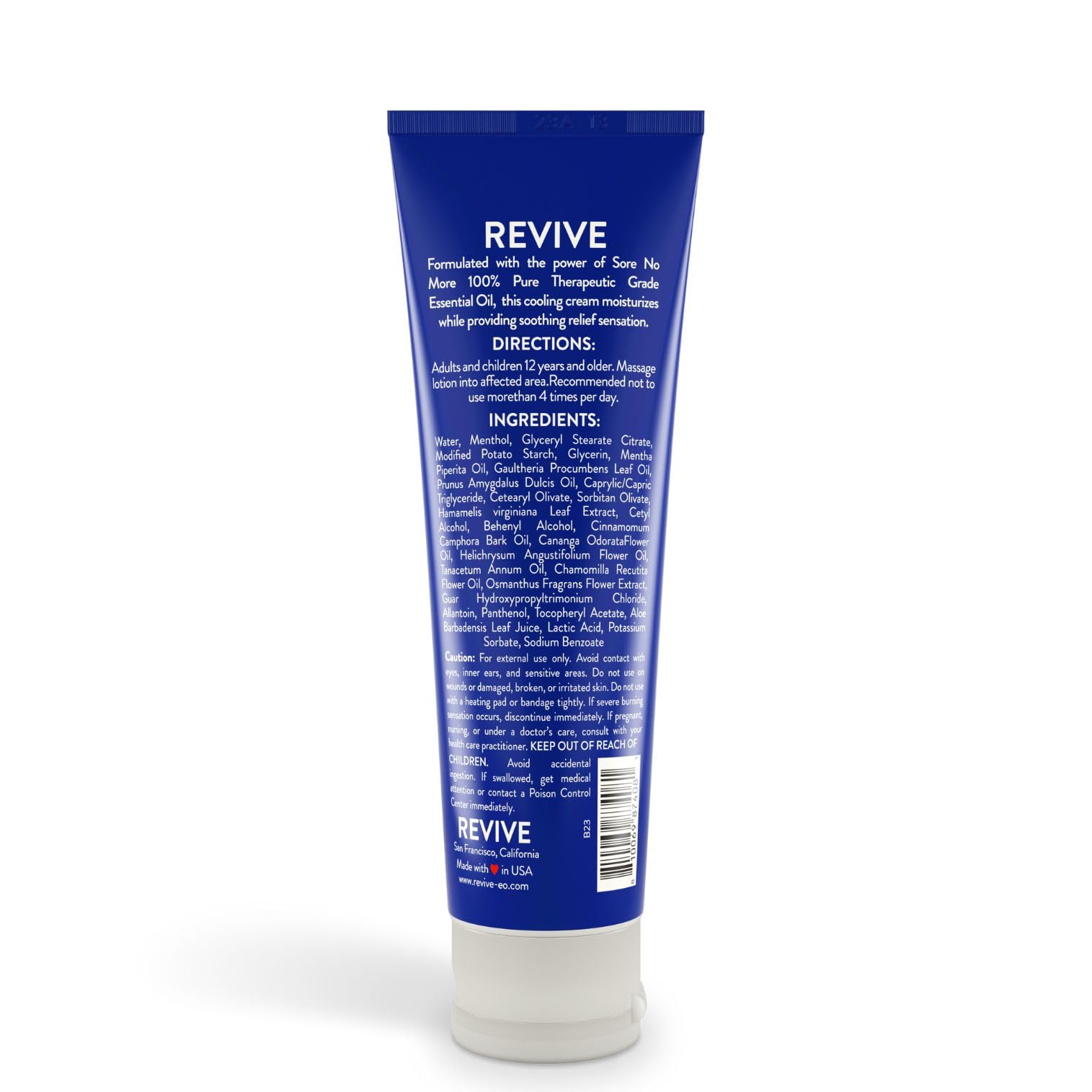 Packaging for Sore No More Soothing Rub by Revive Essential Oils