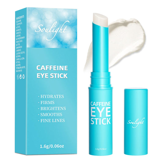 Soulight caffeine eye stick bottle front showing compact under-eye care for on-the-go use