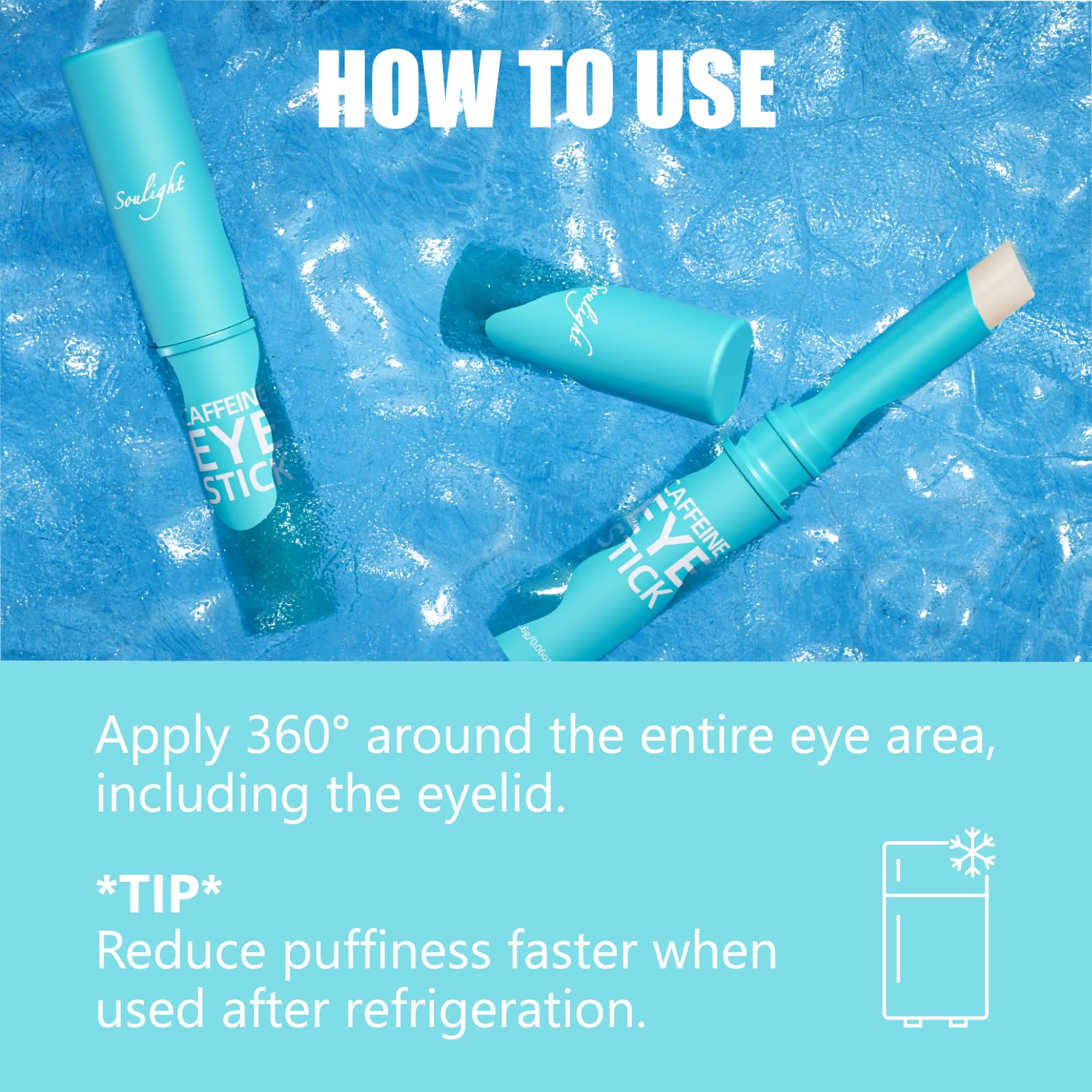 Soulight caffeine eye stick travel-ready size fits morning regimen