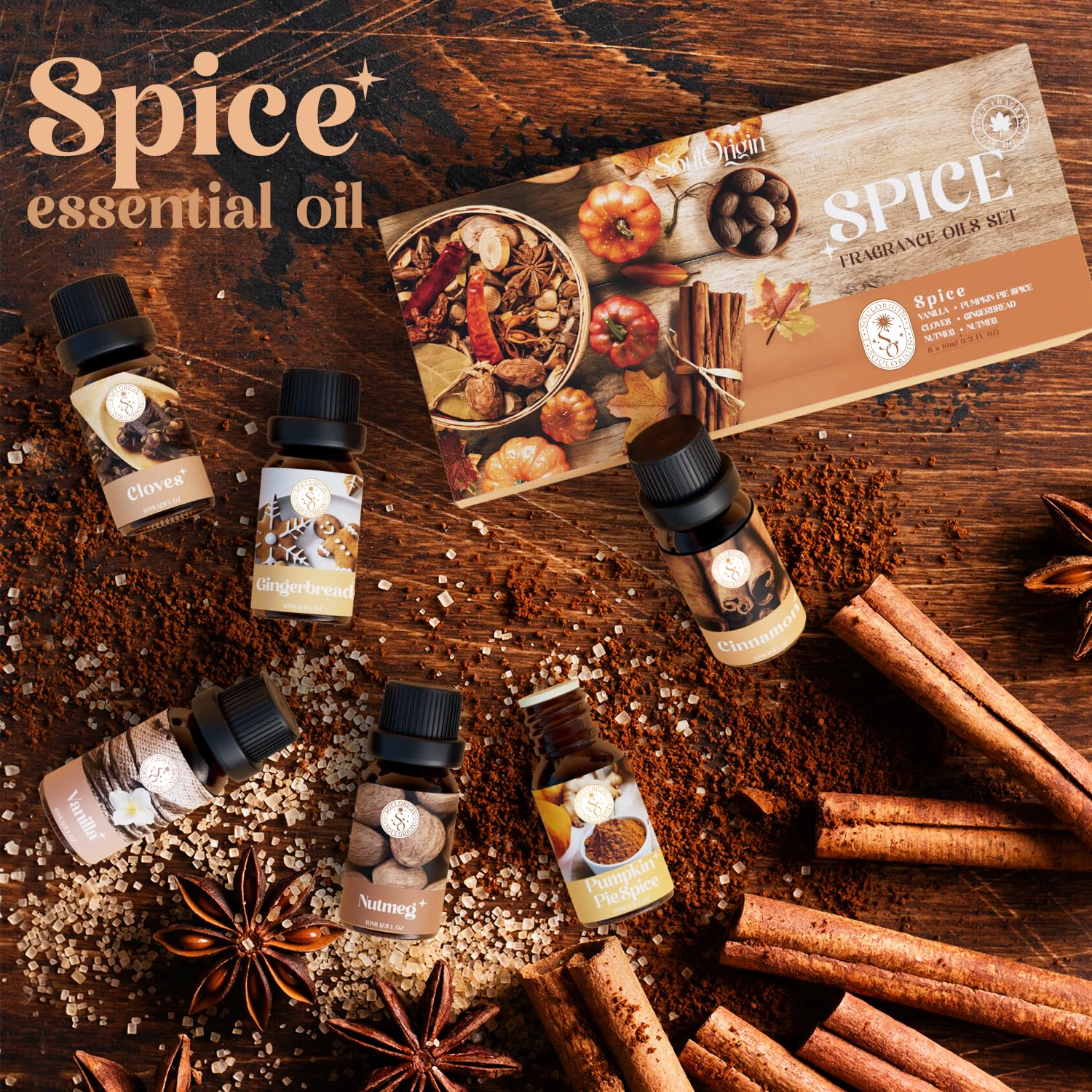 Vanilla essential oil bottle from Soulorigin Autumn Spice Set