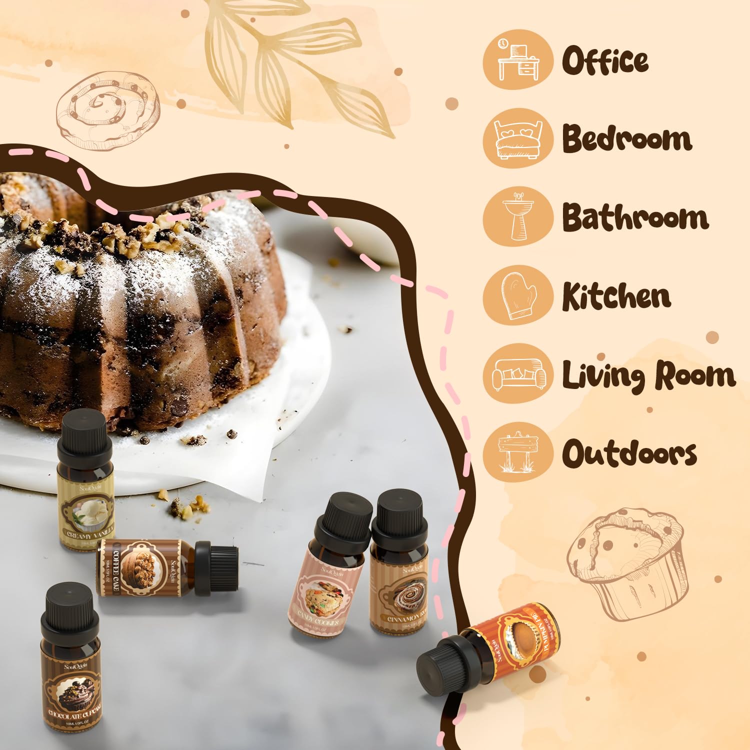 Cinnamon Rolls fragrance oil bottle from Soulorigin Bakery Set